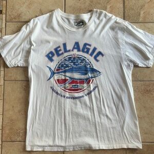 Pelagic🇺🇸 American Tuna Fishing Tee Size Large White Cotton